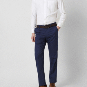 Men Navy Solid Trousers